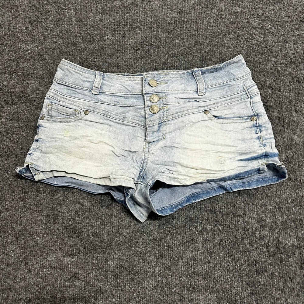 Blue Spice Shorts Womens Size 5/6 Light Wash High Waisted 3-Button Fly Stretch